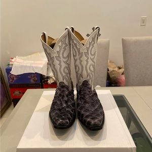 New men’s cowboy boots 100% Real Pirarucu leather, size 11.5